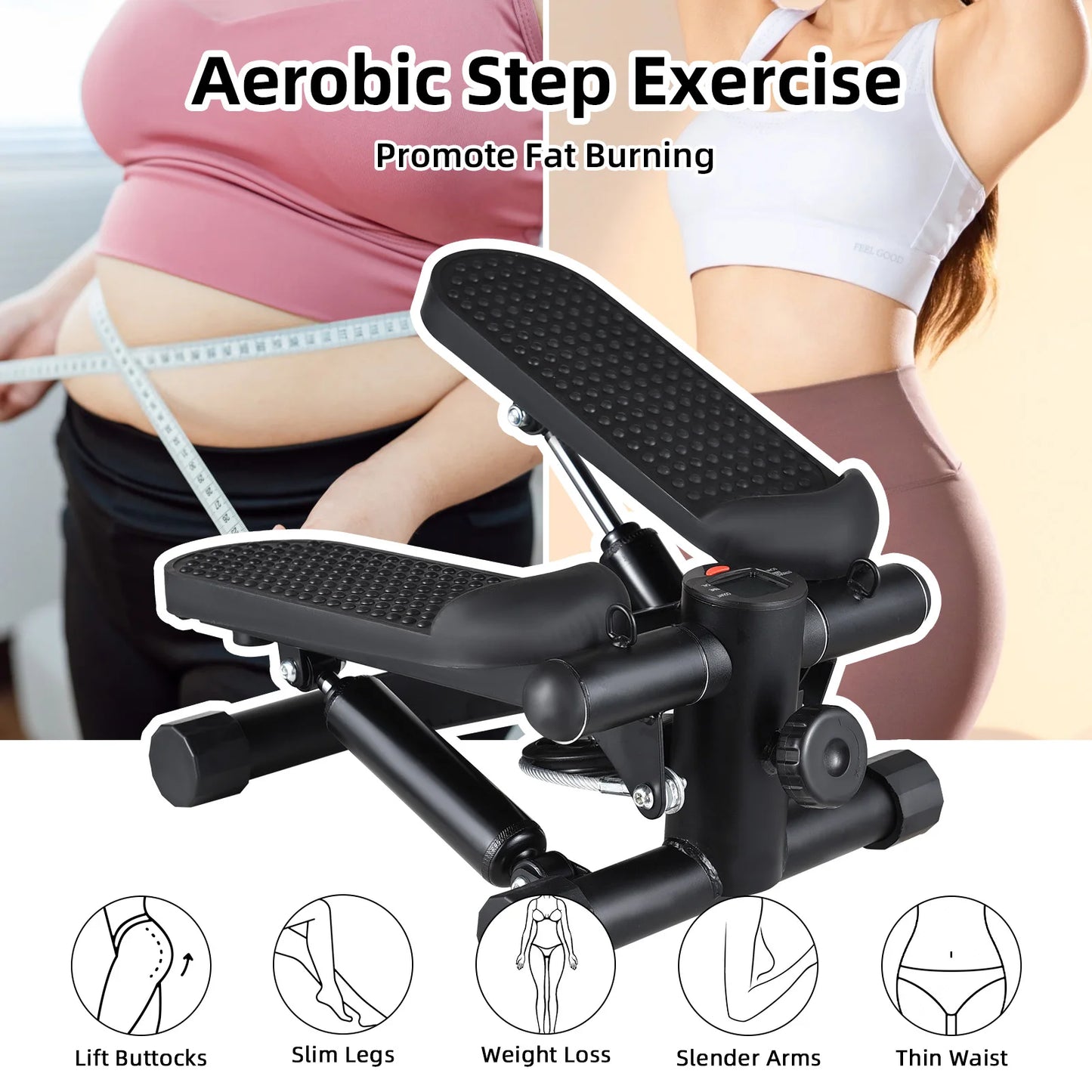 Mini Stepper for home workout with resistance bands