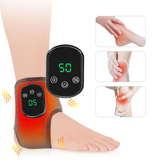 Electric Foot Ankle Massager with Heat & Vibration – Cordless Heating Pad for Pain Relief & Sports Recovery