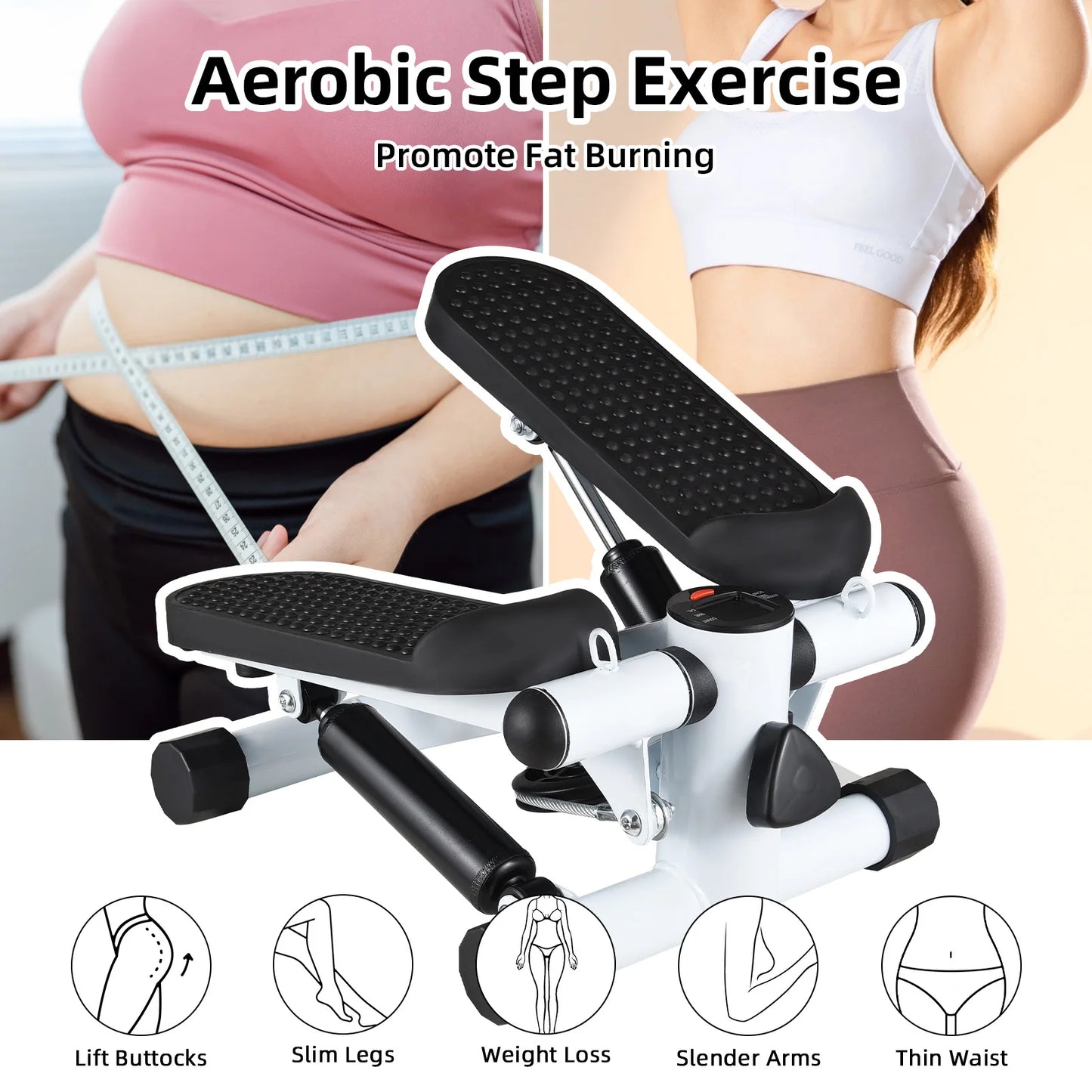 Mini Stepper for home workout with resistance bands