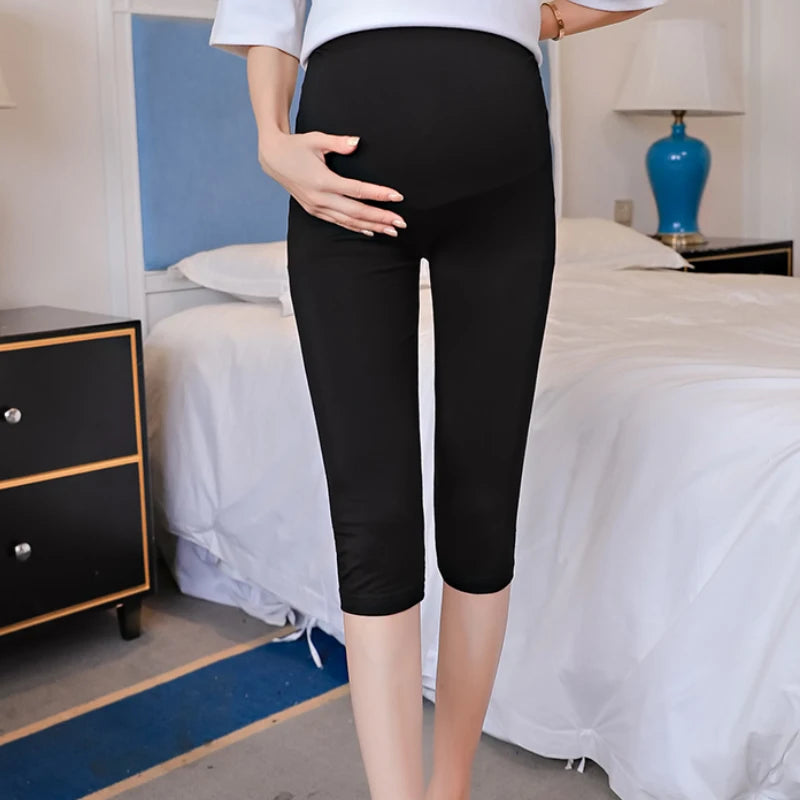 Summer Maternity Capris – Adjustable Waist Modal Trousers for Pregnant Women