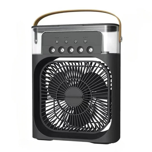 Portable USB Summer Cooling Fan & Humidifier – 3-in-1 Mini Air Cooler with LED Light & 600ml Tank